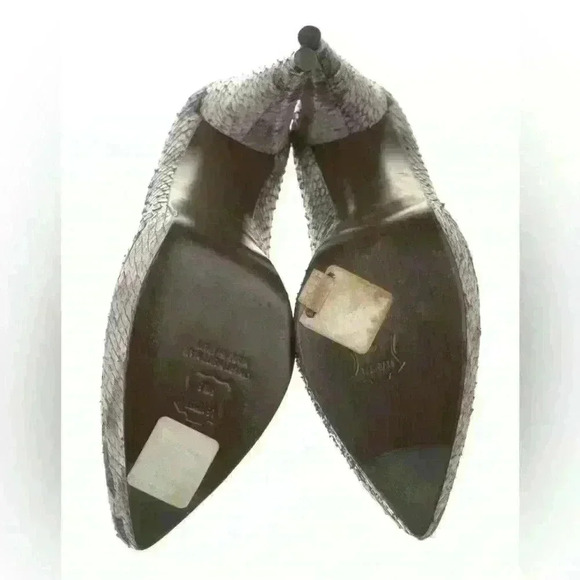 Stuart Weitzman Snakeskin Print Heels Purple Round Toe Platform Size‎ 8.5 - Picture 5 of 5